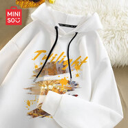 名創(chuàng)優(yōu)品（MINISO） 連帽衛(wèi)衣男秋冬潮牌美式高街大碼連帽衫時(shí)尚百搭寬松衣服外套男 白色(大日暮晚巷) L 175(體重120-140斤左右)