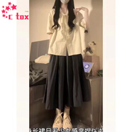 CTOX夏季溫柔系穿搭女2025新款日系休閑慵懶風(fēng)氛圍感設計感襯衣兩件套 上衣(單件) M 95-105斤