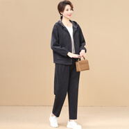 甘甘的世界2025春季新款休閑甘夫人兩件套上衣褲子洋氣運動(dòng)套裝女 藍色 XL 適合100-125斤