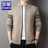 羅蒙（ROMON）簡約外套男士開衫毛衣2024春季新款休閑百搭大碼半高領針織毛衫 駝色 M (165)