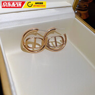 巴克樂(lè )樂(lè )網(wǎng)紅同款銀針時(shí)尚OL字母愛(ài)心耳環(huán)2024年新款氣質(zhì)耳釘金屬耳飾批發(fā) 銀針-金色