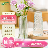 呂姆克花瓶玻璃花瓶擺件工藝品插花仿真干花富貴竹水養(yǎng)花瓶中號透明5043