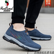 西域駱駝老人鞋男春秋網(wǎng)面跑步輕便爸爸鞋休閑運動鞋防滑軟底中老年健步鞋 HC9305男款深藍【夏季單網(wǎng)】-駱 39