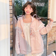 森女部落原創(chuàng)開春外套春裝女款2025年新款立體兔耳設(shè)計粉色衛(wèi)衣女 粉色外套（單件） S