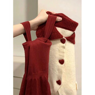 玉極虞秋季溫柔穿搭女2025新款韓版娃娃領(lǐng)針織開(kāi)衫收腰紅色連衣裙兩件套 杏色開(kāi)衫+紅色連衣裙【兩件套】 M 【建議95-105斤】