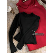 馨蘭芙曼本命年背心裙毛呢裙Q女家乖乖小紅裙套組/圣誕紅色羊毛呢子背心連 黑色長(cháng)袖打底(第二) 均碼 XS