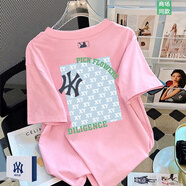 MLBNY官旗方LB潮牌舒爽透氣奧萊促銷(xiāo)丨簡(jiǎn)約純棉丨丨重磅短袖恤情侶裝店 粉色 S