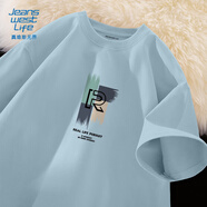 JEANSWEST LIFE真維斯歐美風(fēng)短袖t恤男夏季純棉男士五分袖學(xué)生校園字母潮流中袖T