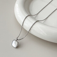 伊燦劉亦菲同款方塊吊墜項鏈女輕奢小眾高級感鎖骨鏈2025新款爆款頸鏈 劉亦菲同款方塊吊墜項鏈【銀色】