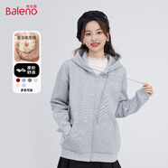 班尼路（Baleno）連帽羊羔絨衛(wèi)衣開(kāi)衫外套女2025年春秋季寬松加絨加厚保暖棉服上衣