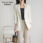 塔馳密司（touchmiss）職業(yè)裝女裝小西裝簡約氣質(zhì)女士西服經(jīng)典薄款通勤正裝外套 珠光杏白（預(yù)售） 2XL