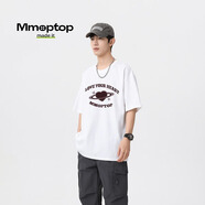 MMOPTOP情侶印花短袖T恤男夏季純棉重磅寬松休閑打底衫女M0005白色XL