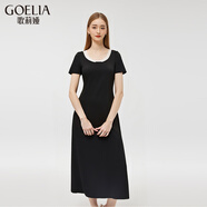 歌莉婭黑色連衣裙女夏季2025新款顯瘦假兩件裙子連身裙1E5J4K0N0 00B黑色 L