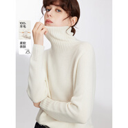 ELLE【100%綿羊毛】格雷系高領(lǐng)毛衣女2024冬裝新款軟糯毛針織衫 米白（升級款） S