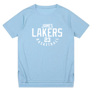 法登爵湖人隊23號詹姆斯短袖T恤24科比訓練服籃球美式速干衣男運動(dòng)套裝 2218短袖淺藍色:23號詹姆斯 3XL (180高 160斤)