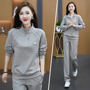 昇域休閑運(yùn)動(dòng)服套裝女春秋季2024新款時(shí)尚洋氣立領(lǐng)長(zhǎng)袖衛(wèi)衣跑步兩件套 大象灰 M【建議體重85-99斤】