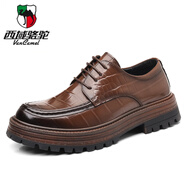 西域駱駝（VANCAMEL）春季新款男鞋圓頭工裝低幫馬丁靴潮英倫風(fēng) 棕色 40