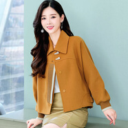 奧豚 雙面羊毛大衣女斗篷型小個(gè)子毛呢外套女82050 黃色 S 