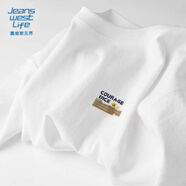 JEANSWEST LIFE真維斯白色t恤男士純棉夏季寬松休閑短袖情侶潮牌男女款半袖體恤