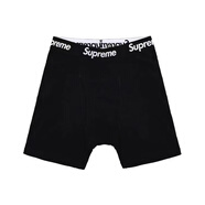 SUPREME日代潮牌織帶四角褲Boxer Briefs男女純棉平角內(nèi)褲打底褲基礎款 黑色 1條 S