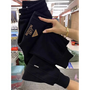 LXKP韓版束腳哈倫褲子女秋冬季外穿保暖高腰運動(dòng)褲寬松潮流 黑色 M