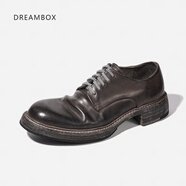 dreambox鈞博vibram高端馬臀皮休閑皮鞋手工固特異皮底男士德比鞋 灰色啞面 41
