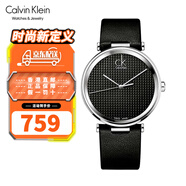 卡文克萊（Calvin Klein）CK手表男 格紋系列石英男表 經(jīng)典簡約情侶表 生日禮物 男款 K1S21102皮帶黑盤