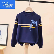 迪士尼（Disney）男童毛衣新款2025針織衫兒童毛衣中大童洋氣加絨加厚秋冬裝 YES藏青色(不加.絨)羊.毛 170