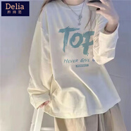 矜持范新款圓領(lǐng)長(cháng)袖T恤女學(xué)生韓版寬松白色上衣中長(cháng)款薄款打底衫上衣服 #TOP[優(yōu)質(zhì)款] M [建議86斤-105斤]