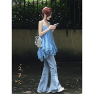 雷黛茜時(shí)尚甜美風(fēng)小個(gè)子遮肉連衣裙寬松吊帶裙夏季新款小清新a字短裙ins 吊帶上衣 L 【關(guān)注店鋪配小禮物】