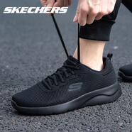 斯凱奇（SKECHERS）男鞋跑鞋舒適輕質(zhì)夏季透氣織物經(jīng)典百搭厚底增高男子運動鞋子男 全黑色-58362 42 /9/270mm
