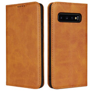 iCoverCase 三星s10手機(jī)殼s10+保護(hù)套s10e全包防摔強(qiáng)磁吸附翻蓋皮套 S10淺棕+送type-c數(shù)據(jù)線