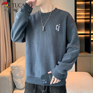 啄木鳥奧利絨衛(wèi)衣男冬季上衣服加絨厚款保暖圓領(lǐng)百搭長袖t恤男裝打底衫 3074深灰色 M (90-105斤)