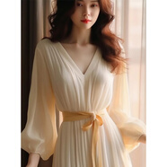 葉余法式春夏新款氣質(zhì)白色雪紡連衣裙精致長(cháng)裙睡裙長(cháng)款禮服裙子潮 主圖款 XL 112-122斤