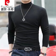 皮爾卡丹（pierre cardin）打底衫男純色秋冬季高領衛(wèi)l衣長袖T恤衣酒紅色秋衣體恤潮 半高l領 黑色 L 【100-115斤】