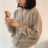 Egg韓貨女裝2025春季新款V領(lǐng)開(kāi)衫女韓版寬松百搭毛衣長(zhǎng)袖韓國(guó)代購(gòu) 灰色33 均碼
