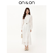 ON & ON/安乃安連衣裙女2025早秋新款韓系立領(lǐng)蕾絲千金風(fēng)氣質(zhì)收腰長裙女 白色 L