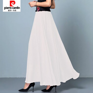皮爾卡丹（pierre cardin）時(shí)尚雪紡半身裙女夏季新款中長(cháng)款裙子垂感度假沙灘裙高腰大碼長(cháng)裙 白色【裙長(cháng)80cm】 XL 120-140斤