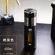 塔馳密司（touchmiss）防摔速開玻璃杯男士車載一鍵開蓋泡茶杯茶水分離杯情人節(jié)禮物送禮 搶灰色-塑蓋 401-500ml