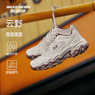 斯凱奇（Skechers）【成毅同款】云野 | 登山徒步鞋戶外男女款抓地防護耐磨網(wǎng)布透氣 女款-自然色/酒紅色/NTBG 38.5