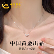 中國黃金 S925銀星星相伴項鏈女2025新款鎖骨鏈吊墜實(shí)用生日禮物送女友 *免費代寫(xiě)賀卡/定制刻字拍此留言