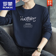 羅蒙（ROMON）長袖t恤男棉質(zhì)ins寬松黃色圓領(lǐng)上衣服潮流內(nèi)搭打底衫秋裝秋衣 30C516寶藍(lán)色 【90-100斤】 S
