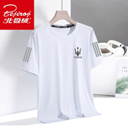 北極絨夏季輕奢休閑圓領(lǐng)寬松冰絲網(wǎng)眼短袖速干透氣男士運動(dòng)冰爽t恤百搭 三叉戟白色【三桿蝴網(wǎng)】 XL 建議115-130斤