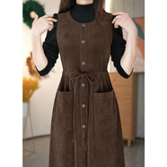 FSHE2024年春秋季假兩件新品氣質(zhì)顯瘦連衣裙女裝時(shí)尚打底收腰洋氣裙子 咖啡色 M 【100斤以下】