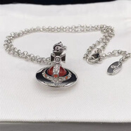 識恩明星同款首飾西太后土星三層珍珠項鏈星球經(jīng)典輕奢小眾女高級感 銀色紅球中號