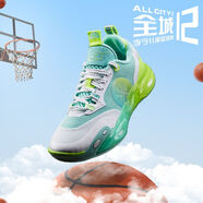 李寧童鞋韋德全城12籃球鞋男大童春季新款減震回彈訓練籃球運動(dòng)鞋子 清水綠/標準白-5 全城12 35
