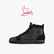 路鉑廷（Christian Louboutin）CL/路鉑廷LOUIS男鞋高幫水晶運(yùn)動(dòng)休閑鞋板鞋紅底鞋 黑色 40.5