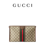 GUCCI古馳Ophidia系列中號(hào)手拿包 米色/烏木色 均碼