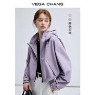VEGA CHANG美式短外套女春秋2025年新款城市輕戶(hù)外寬松上衣 輕紗紫 M