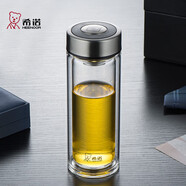 希諾雙層玻璃杯男商務(wù)辦公家用過(guò)濾泡茶杯子透明車(chē)載水杯345mL